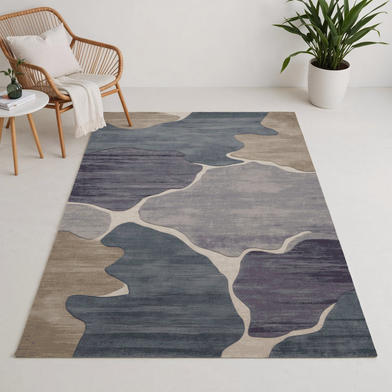 Tapis intérieur et extérieur gris Watercolor, Rectangulaire 3 pi x 5 pi