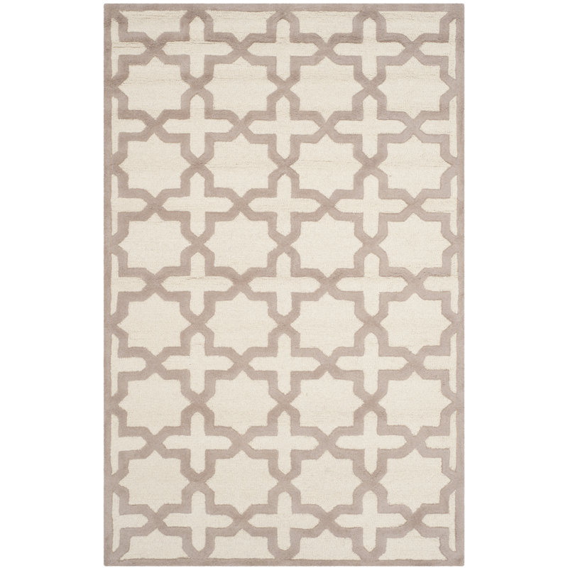 Cannen Hand Tufted Wool Geometric Rug, Rectangle 5' x 8'