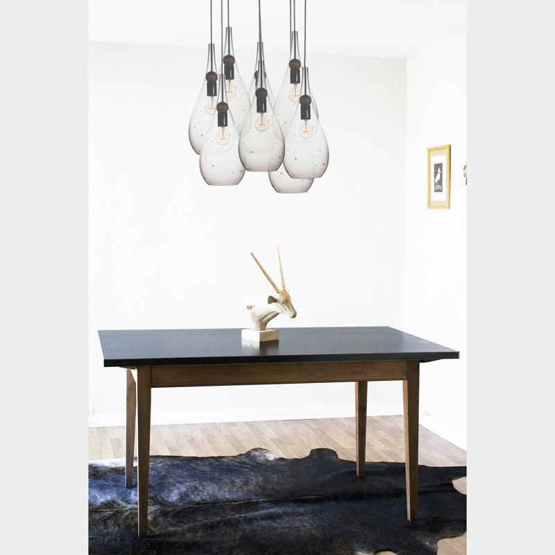 Earth 8 - Light Chandelier, Black, Seeded Glass, 120" H x 18" W x 18" D