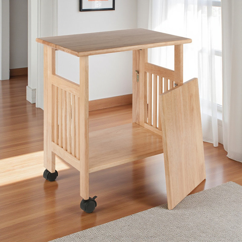 Julia Two-Open Shelf Printer Stand with Locking Wheels in Natural, 27.17" H X 24.02" W X 16.22" D