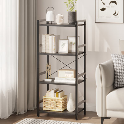 2/3/4 Tier Small Bookshelf and Bookcase, Industrial Metal Bookshelf, Bookcase Shelf Storage Organizer