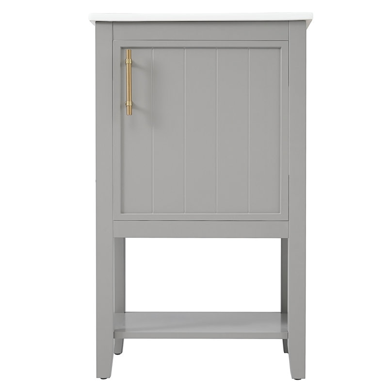 Meuble-lavabo de salle de bain avec lavabo, armoire de salle de bain avec porte à fermeture douce, support de rangement et tablette ouverte