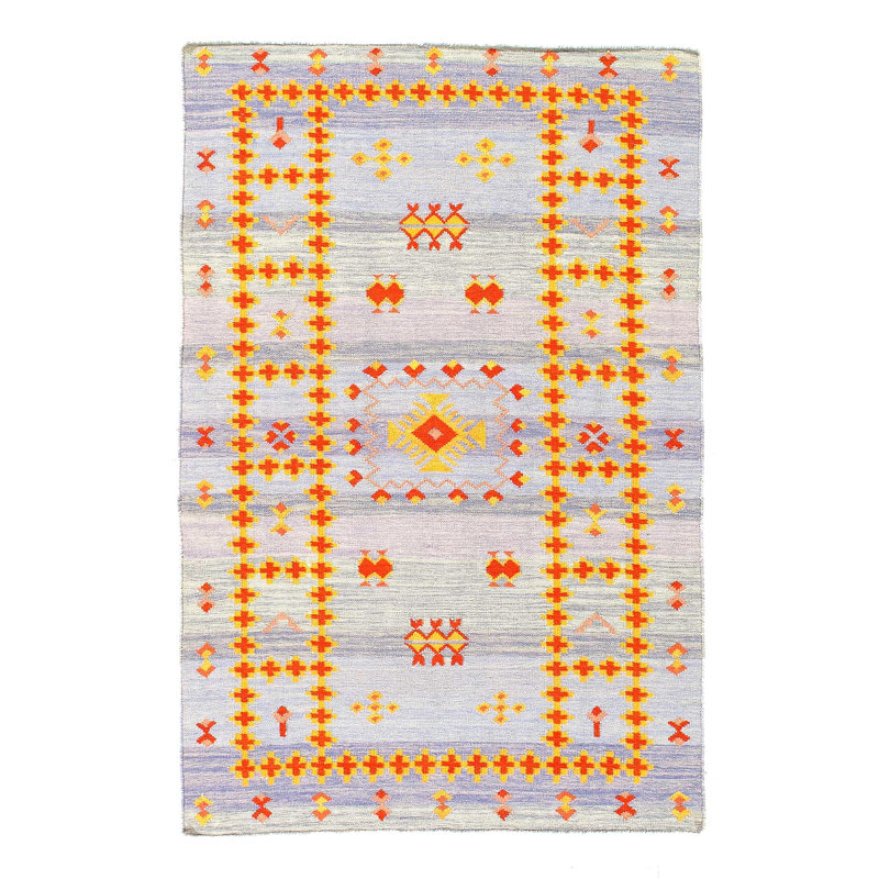 Tapis marocain noué à la main finement tissé à plat 9 pi x 12 pi