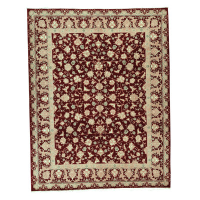 Tapis rectangulaire en laine noué à la main