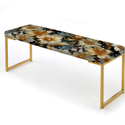 Hayler - Damask Upholstered Gold Bench