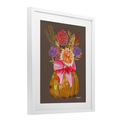 «Rustic Chic Pumpkin Florals», reproduction encadrée sous verre, conception de Hillary Holt