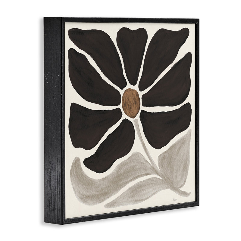 Art moderne de fleurs neutres par Véronique Charron bg-016, Giclée encadrée noir minuit, H 17 po x l 17 po