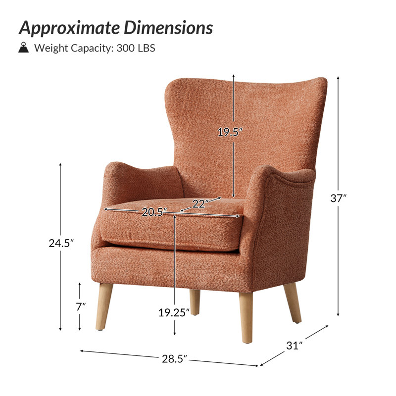 Fauteuil à oreilles 28,5 po Adil, Coral 