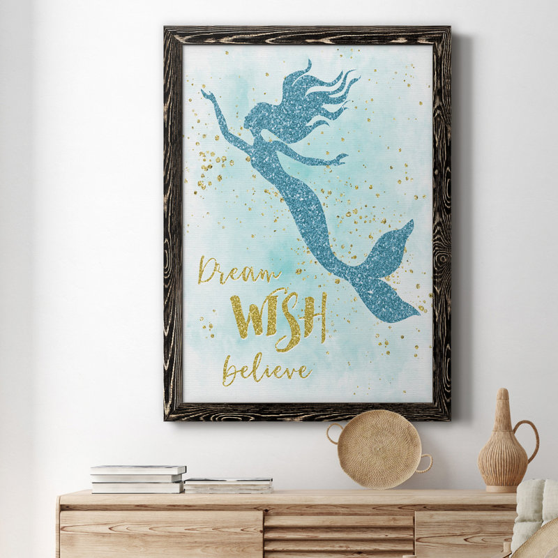 Dream Dream Believe - peinture sur toile tendue, Cadre noir, H 24 po x l 18 po x P 1,5 po