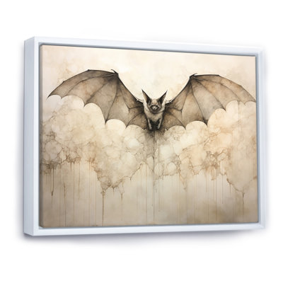 Ailes ouvertes de chauve-souris beiges sur toile