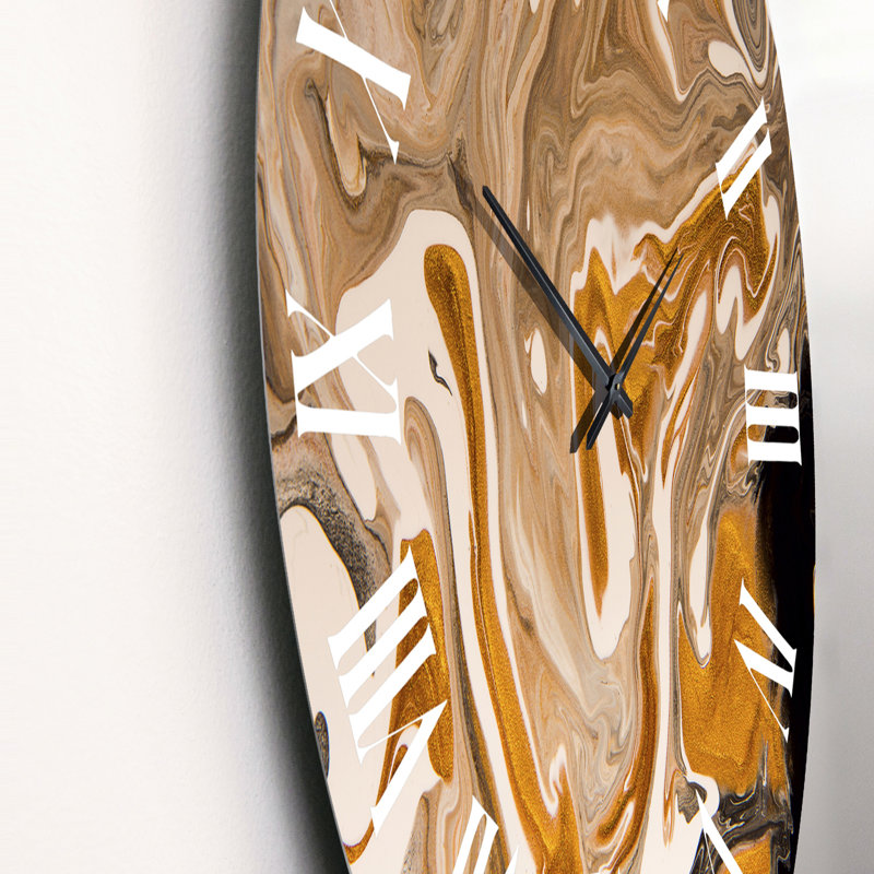 Vague brune avec taches noires et blanches - Horloge murale moderne, Moyen