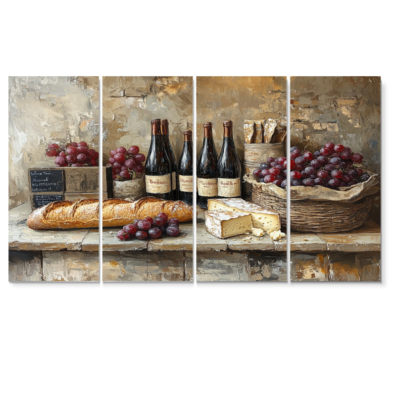 French Cafe Baguette Et Fromage I - Ensemble de décorations murales French Cafe, H 28 po x l 48 po