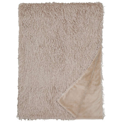 Plaid Wooded River Emu Eggshell, couverture texturée neutre pour canapé et fauteuil