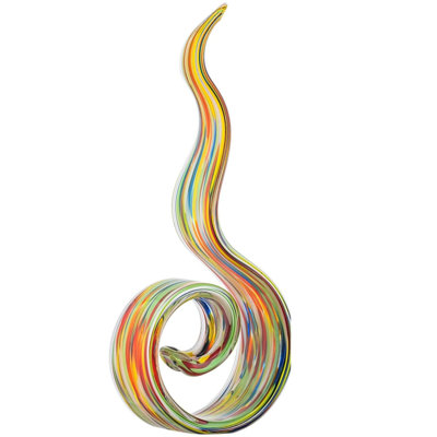 11.4 Inch Hand Blown Glass Sculpture Coastal Art Decor Colourful