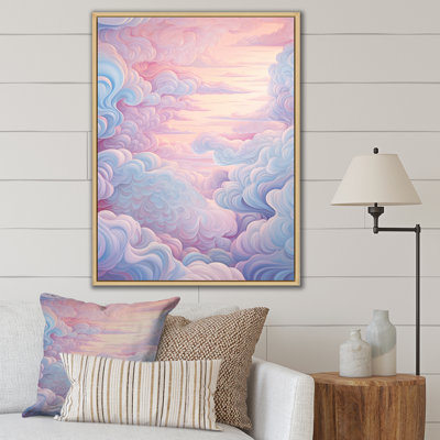 Paysage kawaii en rose doux sur toile
