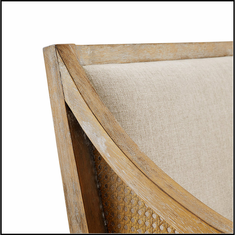 Élégant fauteuil d'appoint Cane avec mains courantes en rotin et structure en bois massif pour plus de confort et de style