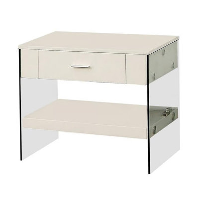 Table de bout contemporaine l 22,6 po, blanc