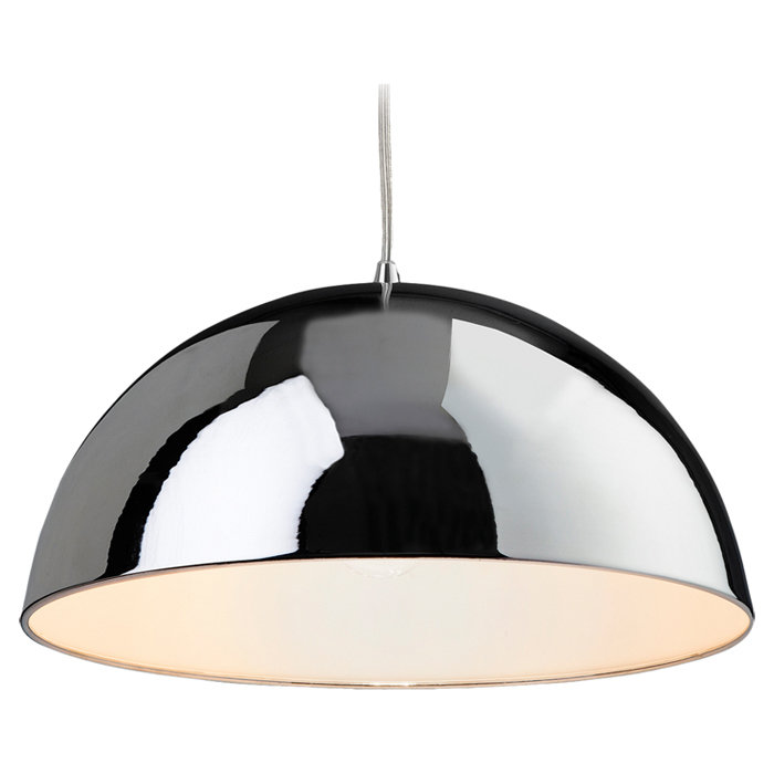 BISTRO 1 - Light Chrome Dome Pendant, Chrome / White