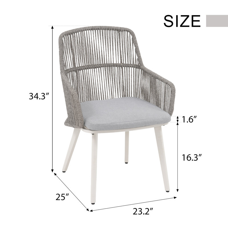 Fauteuils de salle à manger avec coussins, Gris clair / blanc