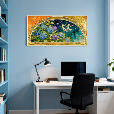 Mode, artistique, floral, ciel nocturne, personnages