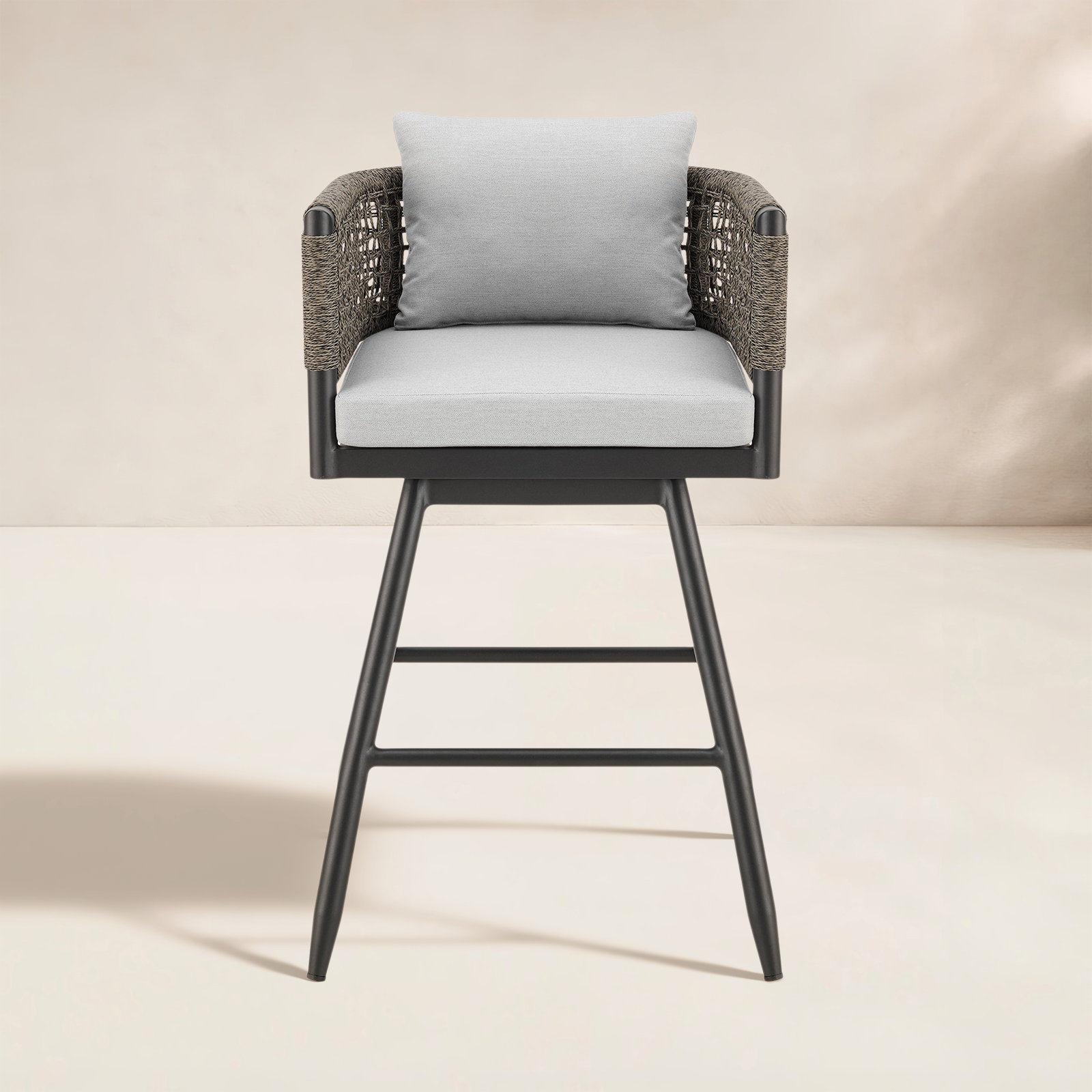 Haimes Metal Outdoor Bar Stool with Cushion, 26"