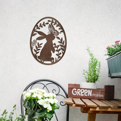Butterfly & Rabbit Metal Accents, Metal Garden Sign Decor, Outdoor Cabin Sign Decorations Gift