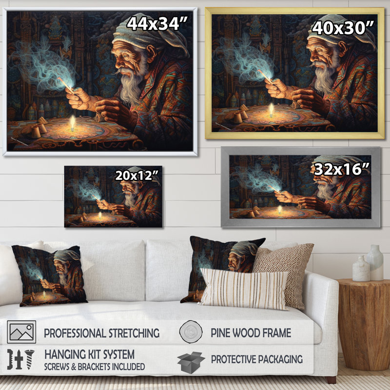 La sagesse du chaman sur toile, H 34 po x l 44 po x P 1,5 po, Cadre doré à une seule photo
