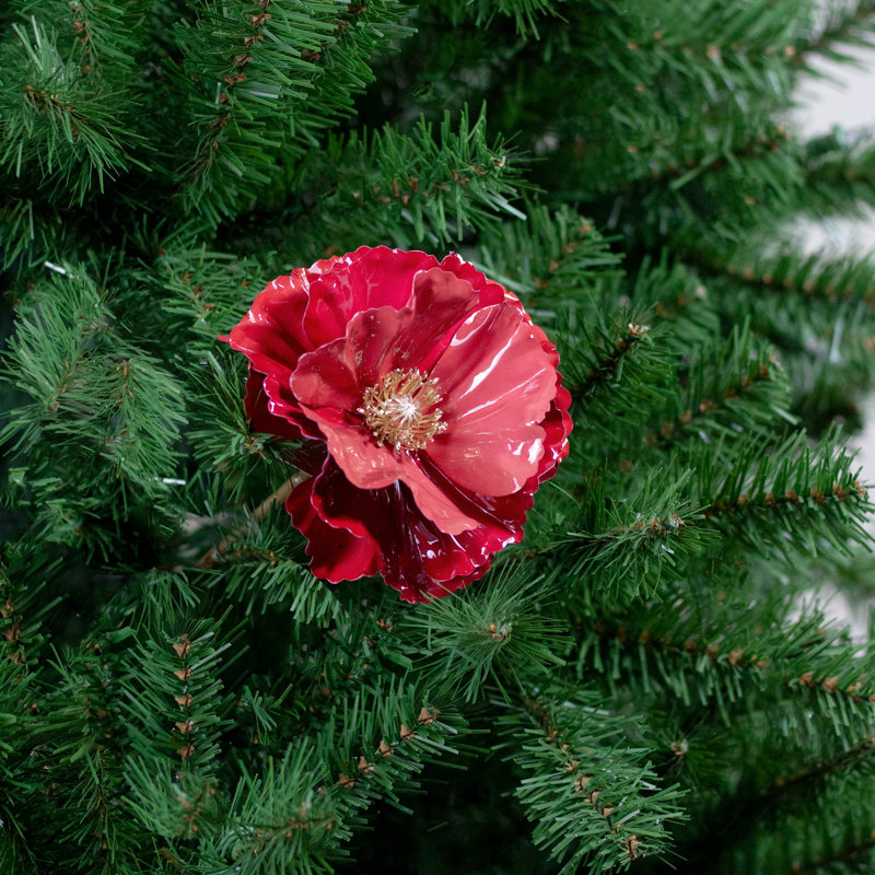 Tige de Noël artificielle 18 po coquelicot, Rose corail