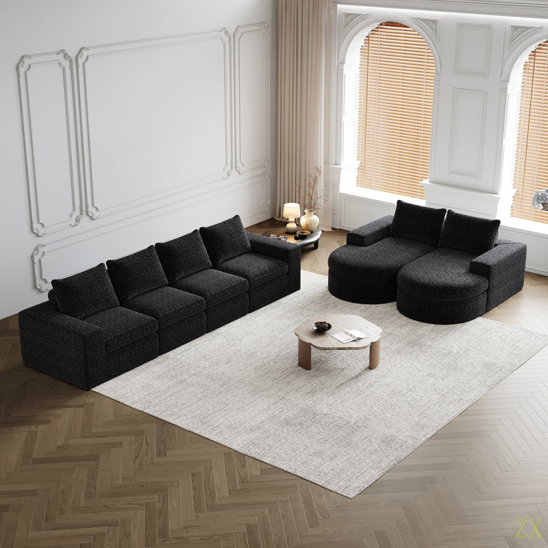 Canapé modulaire Chenille Cloud, Chenille noir