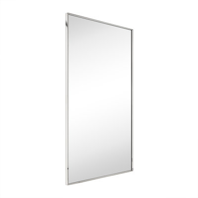 Kessie Chrome Bathroom Vanity Mirror with Squared Corners,40x24'' Silver Rectangle Stainless Steel Metal Framed Mirror for Bathroom