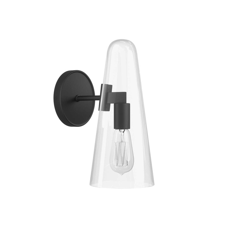 Modway Beacon 1-Light Wall Sconce, Clear, Black
