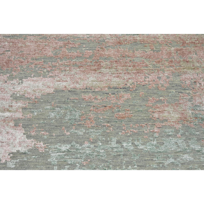 Tapis bleu clair et cuivre noué à la main de haute qualité
