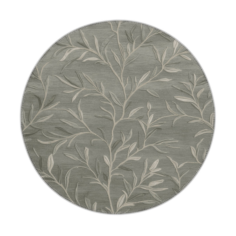 Tapis d'intérieur et d'extérieur gris Botanical, Rond 5 pi
