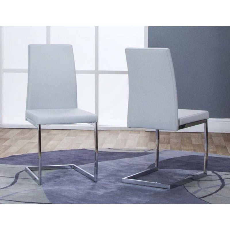 Anadia 18'' H Polyurethane Upholstered Side Chair, Light Gray