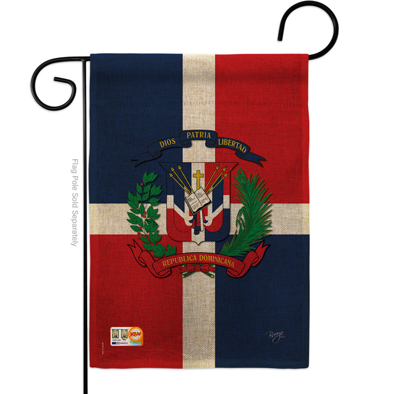 Drapeau de jardin à 2 côtés 5 pi 5 po x 1 pi. national republique of the world en toile jute