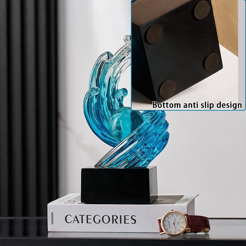 Wave-Shaped Resin Desktop Decor - Stylish Decoration For Desk, Bedroom & More, Light Blue