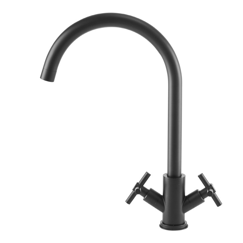 G1/2 304 Stainless Steel Dual-Handle Kitchen Faucet, Black
