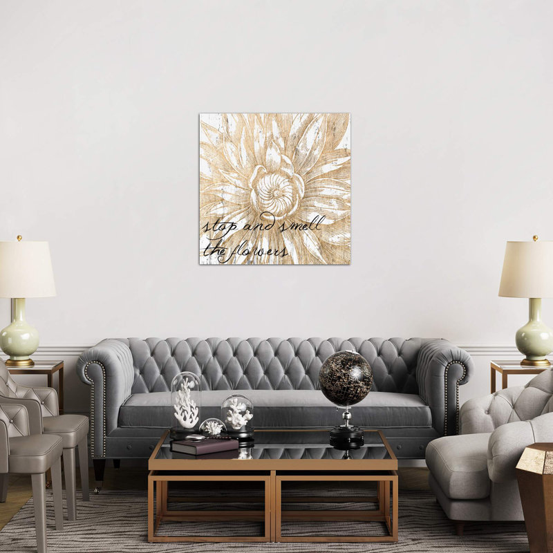 Metallic Floral Quote I by Jarman Fagalde - Wrapped Canvas Print, 66.04 cm H x 66.04 cm W x 1.91 cm D