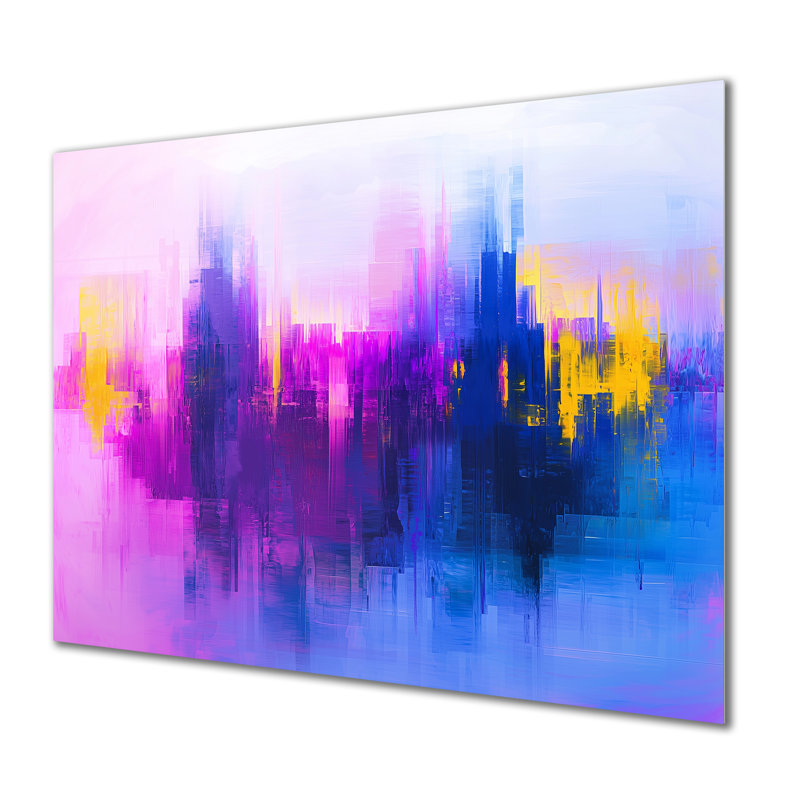 Abstract Watercolor New York City Vision - Modern Metal Wall Art, Abstract Cubism Metal Print, 30" H x 40" W