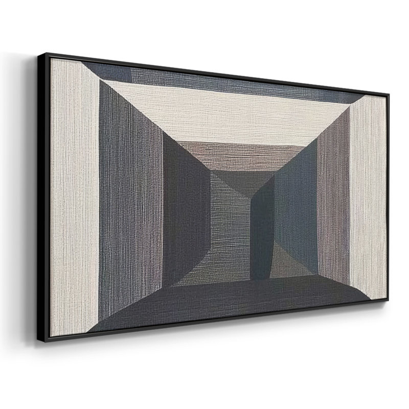 Série abstraite - DCLXIV - Toile tendue avec châssis encadré - Prêt à être accroché, H 17 po x l 41 po, Noir