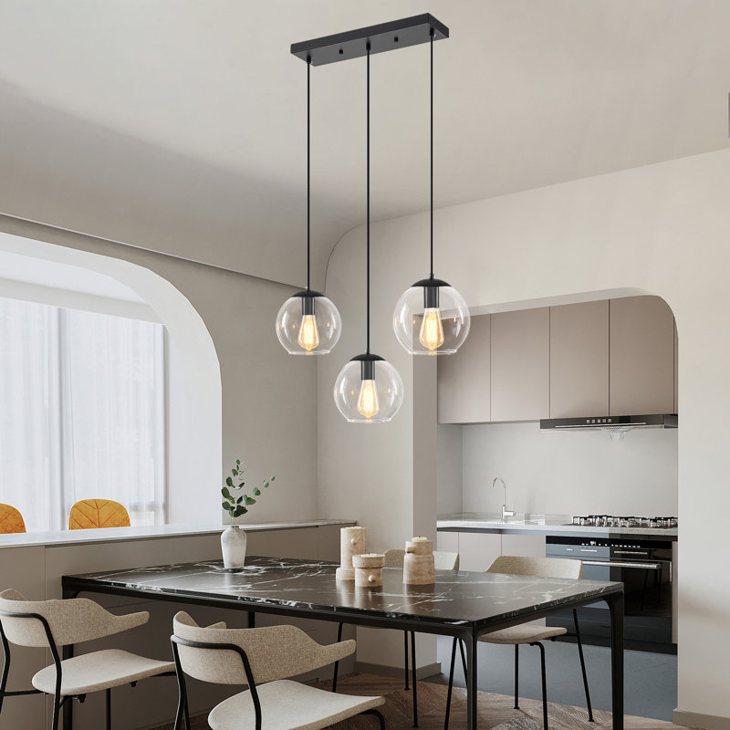 3-light Globe Glass Pendant