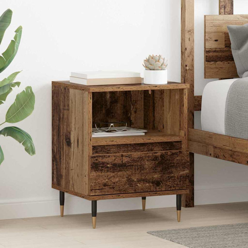 40cm W Manufactured Wood Bedside Table, Old Wood