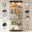 Vitrine à DEL en verre avec serrure, 5 tablettes réglables et éclairage à détecteur de mouvement, organisateur de salon pour le bureau / bureau, noir