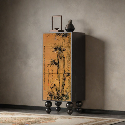 Pine Frame Five Drawer Decorative Cabinet