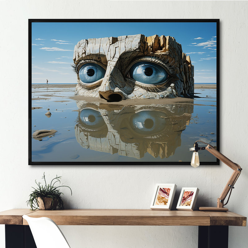 Art mural sur toile, paysage abstrait, Cadre flottant noir, H 12 po x l 20 po x P 1 po