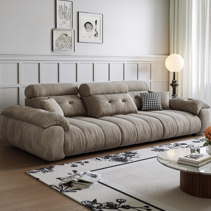 Cream Minimalist Straight Sofa