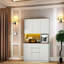 Armoire de cuisine autoportante avec 3 prises de courant alternatif et 2 ports USB, buffet moderne avec tiroir, lumières à DEL et support pour micro-ondes, armoires de buffet pour la cuisine-917901556