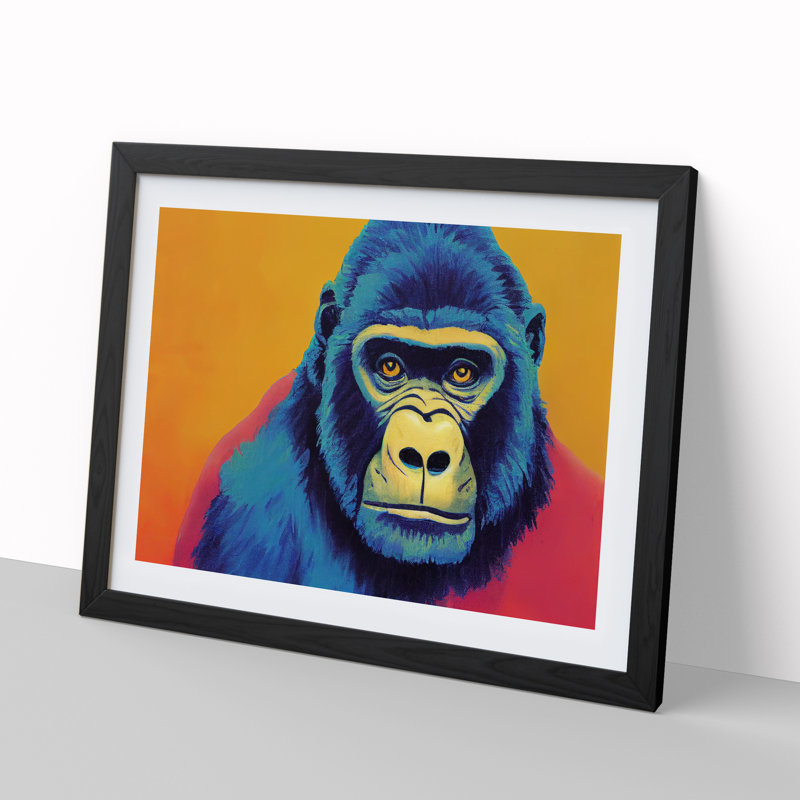 Impressive Gorilla Abstract - Single Picture Frame Print, Black, 46cm H x 64cm W x 2cm D