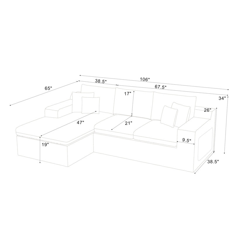 Coffee-Bean Like Upholstered Full Compressed Sectional