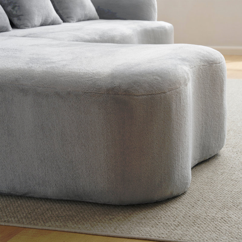 Canapé modulaire en L à compression complète avec méridienne incurvée, canapé modulaire en chenille, haute densité pour le salon en appartement